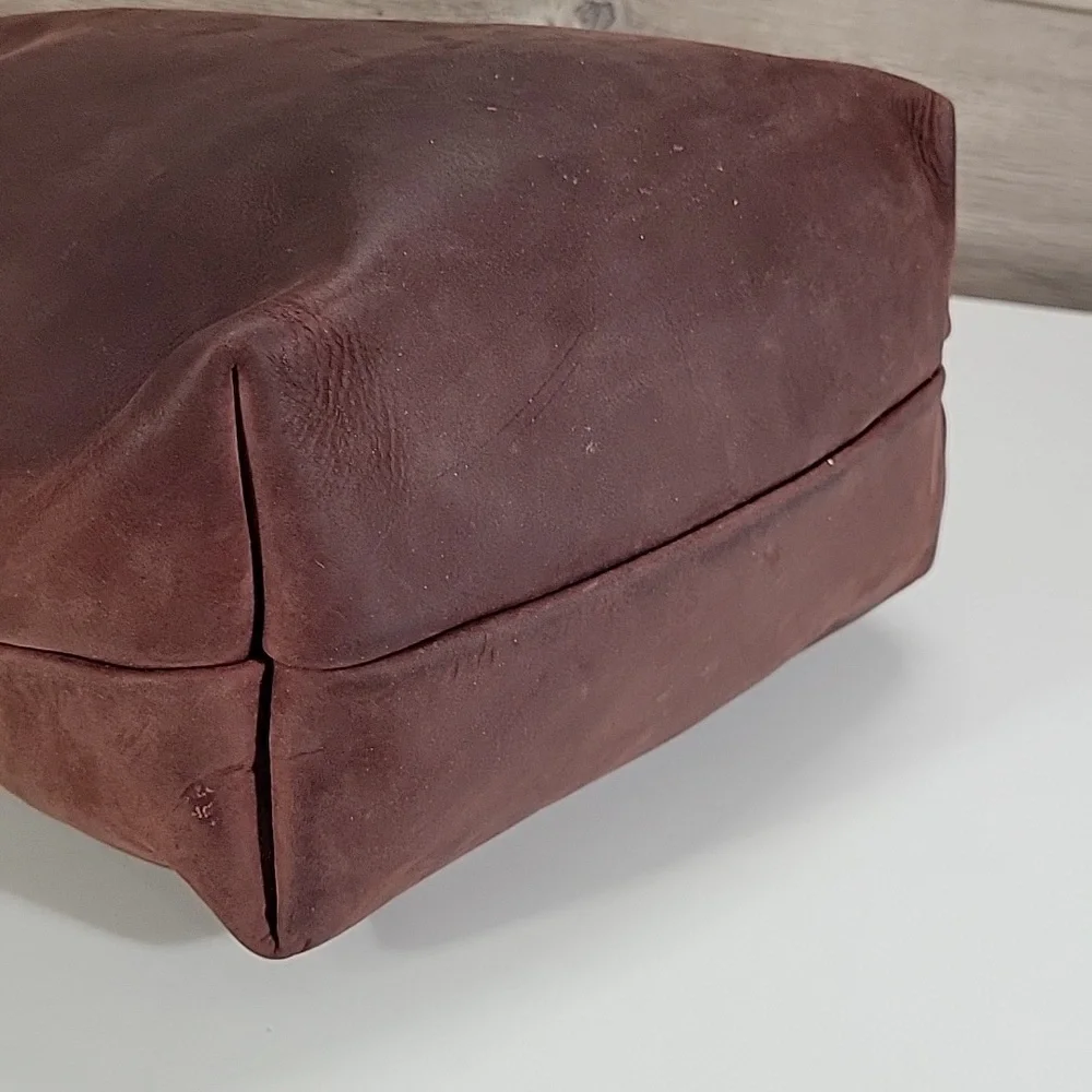 Portland Leather Goods Thick Leather Tote Bag in Burgundy